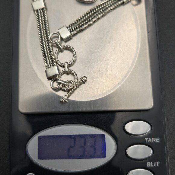 7.5-8 Inch Sterling Silver Triple Mystic Quartz Gemstone Chain Bracelet B872 - Picture 9 of 9